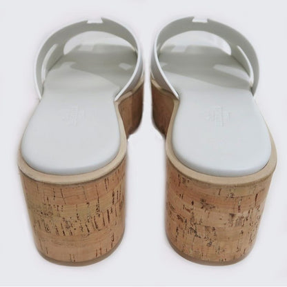 Hermes Eze Sandals Size 39 Leather Cork White Thick Sole Apparel — view 6