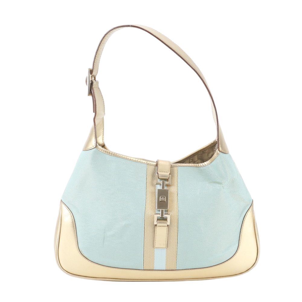 Gucci Jackie 001 Leather Canvas Handbag Tote