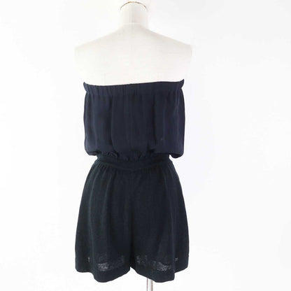 CHANEL P40728 Linen Silk Bare All-in-one Short Length Navy Black 34 Made In