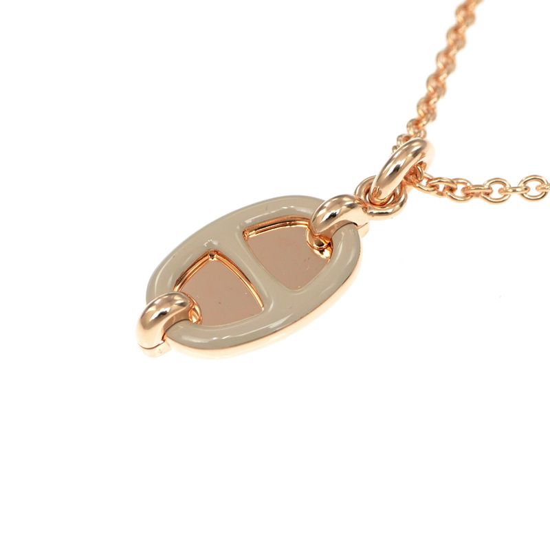 Hermes Necklace Mini Maillon PM Marron Glace Rghardware Chaine D'ancre