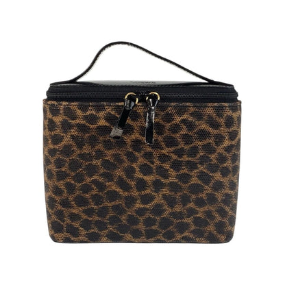 Loewe Vintage Leopard Brown Black Enamel Handbag Vanity Bag