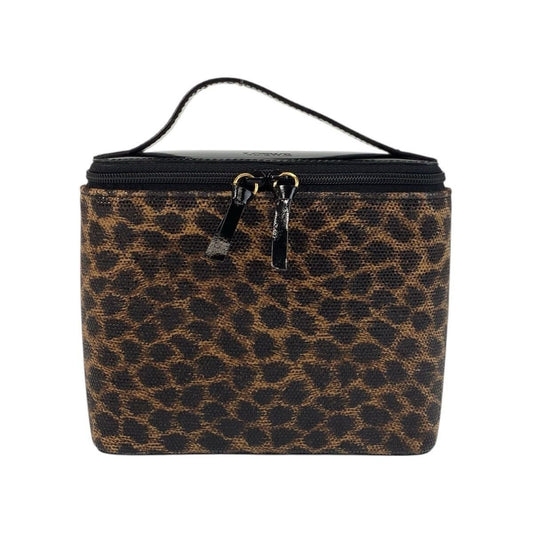 Loewe Vintage Leopard Brown Black Enamel Handbag Vanity Bag