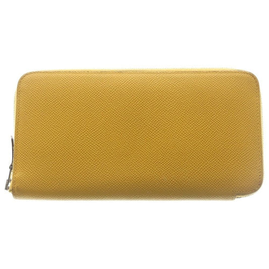 Hermes Azap Long Silk in Wallet Card Case Yellow Epsom Silver