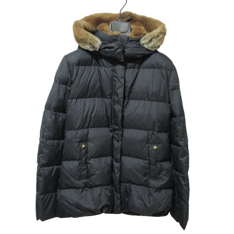 Fendi Fur Trim Down Jacket Blouson 42 Black