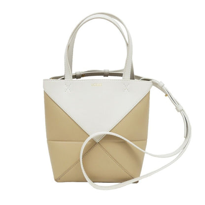 Loewe Puzzle Fold Mini Shoulder Bag Hand Bicolor Ivory Beige