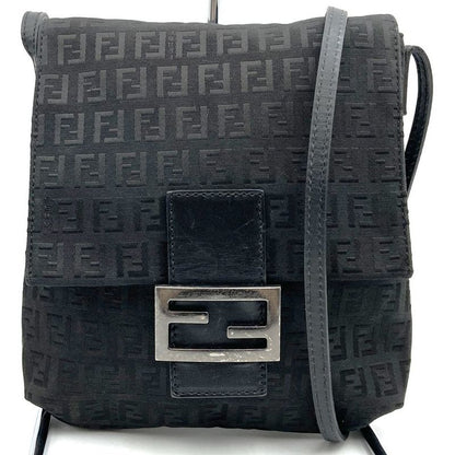 Fendi 2305 8bt075 Zucchino Shoulder Bag Canvas Black Ladies Men Fashion