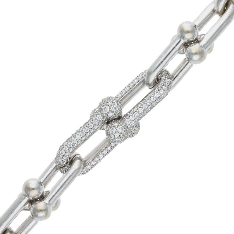 Tiffany & Co Hardwear Hardware 18K White Gold Diamond Medium Link Bracelet