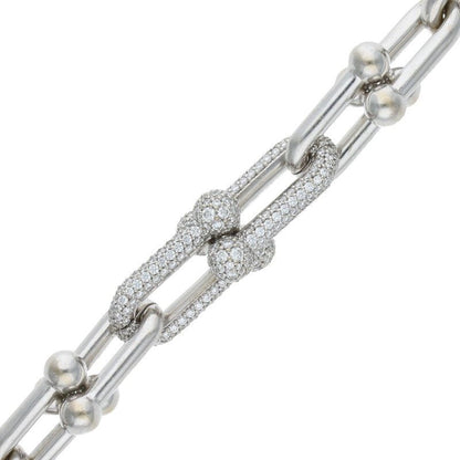 Tiffany & Co Hardwear Hardware 18K White Gold Diamond Medium Link Bracelet