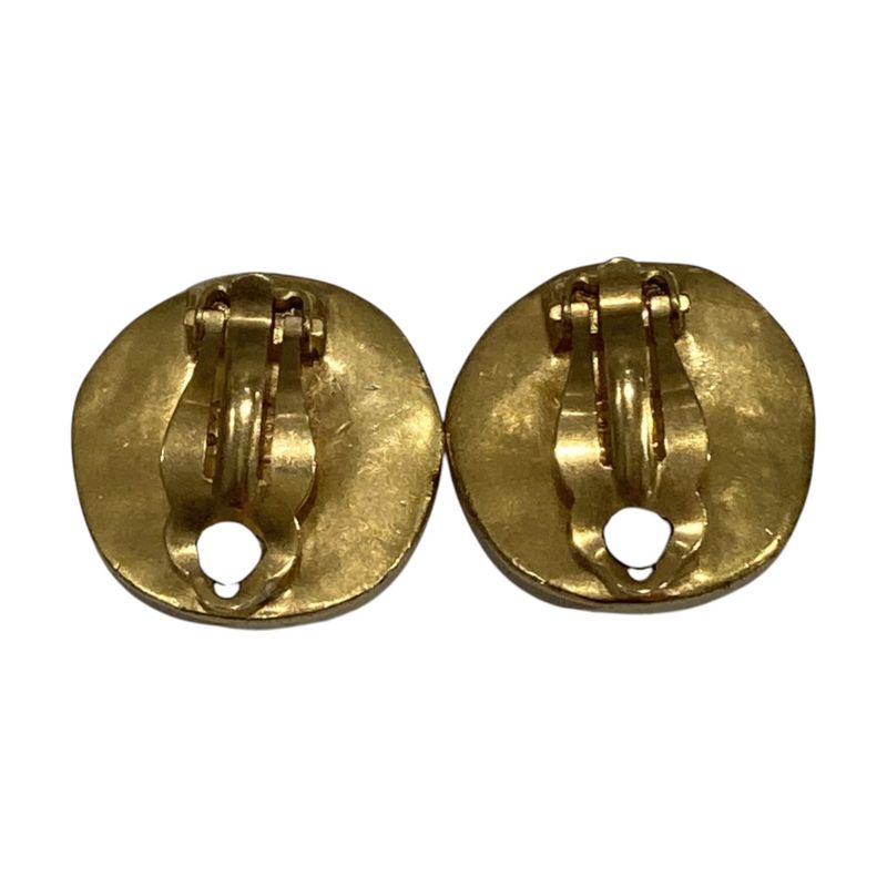 Chanel ⑤ 96P Coco Mark Circle Earrings Ladies Gold