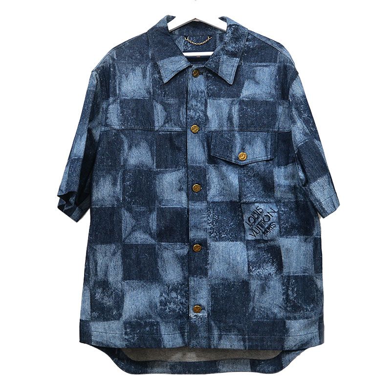 Louis Vuitton Short Sleeve Salt Print Denim Short Sleeve Shirt XL Indigo