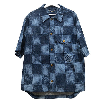 Louis Vuitton Short Sleeve Salt Print Denim Short Sleeve Shirt XL Indigo
