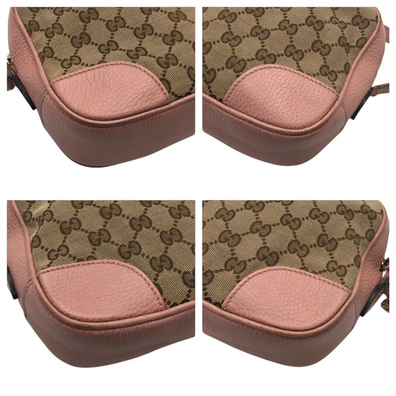 Gucci GG Pattern Pink Beige Brown GG Canvas/leather 449413 Shoulder Bag