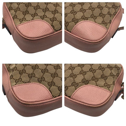 Gucci GG Pattern Pink Beige Brown GG Canvas/leather 449413 Shoulder Bag