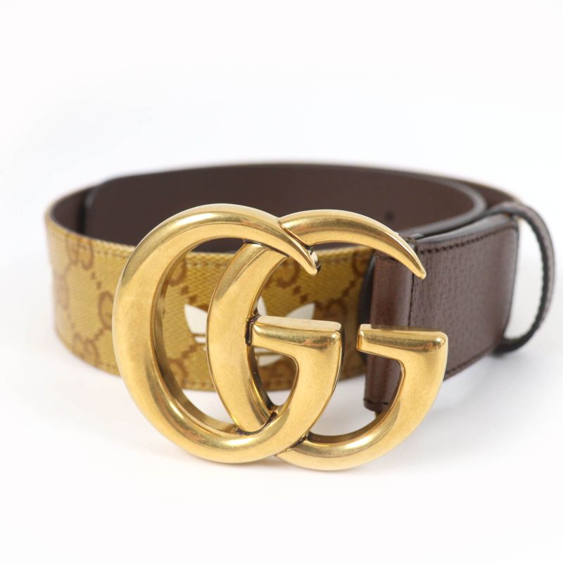Gucci×adidas 406831 GG Marmont Leather Belt Brown Gold Hardware 65 And 26