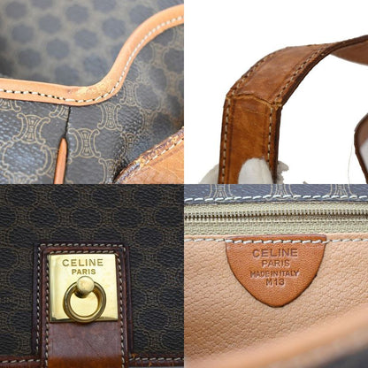 Celine Shoulder Bag Macadam PVC Leather Brown 05ka866