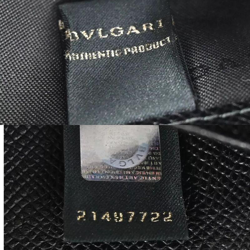 Bvlgari Logo Long Wallet Fold Wallet Black Silver 07bs058