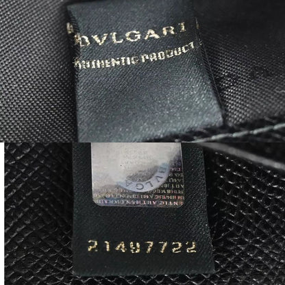 Bvlgari Logo Long Wallet Fold Wallet Black Silver 07bs058