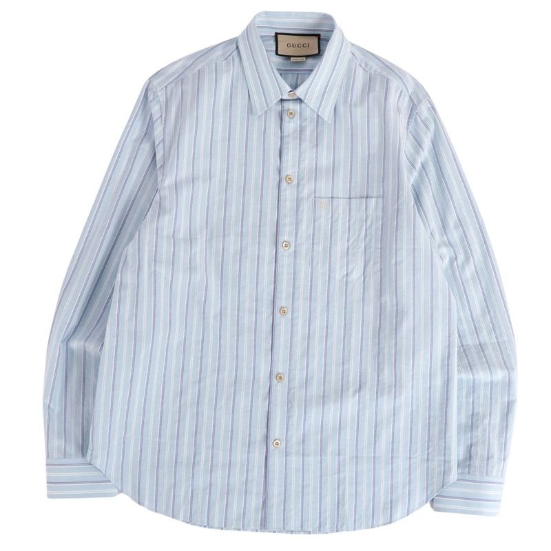 Gucci Shirt Long Sleeve GG Embroidery Stripe Co