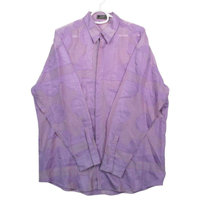 Versace Gianni Silk Baroque Pattern Shirt Long Sleeve Top Lavender 50