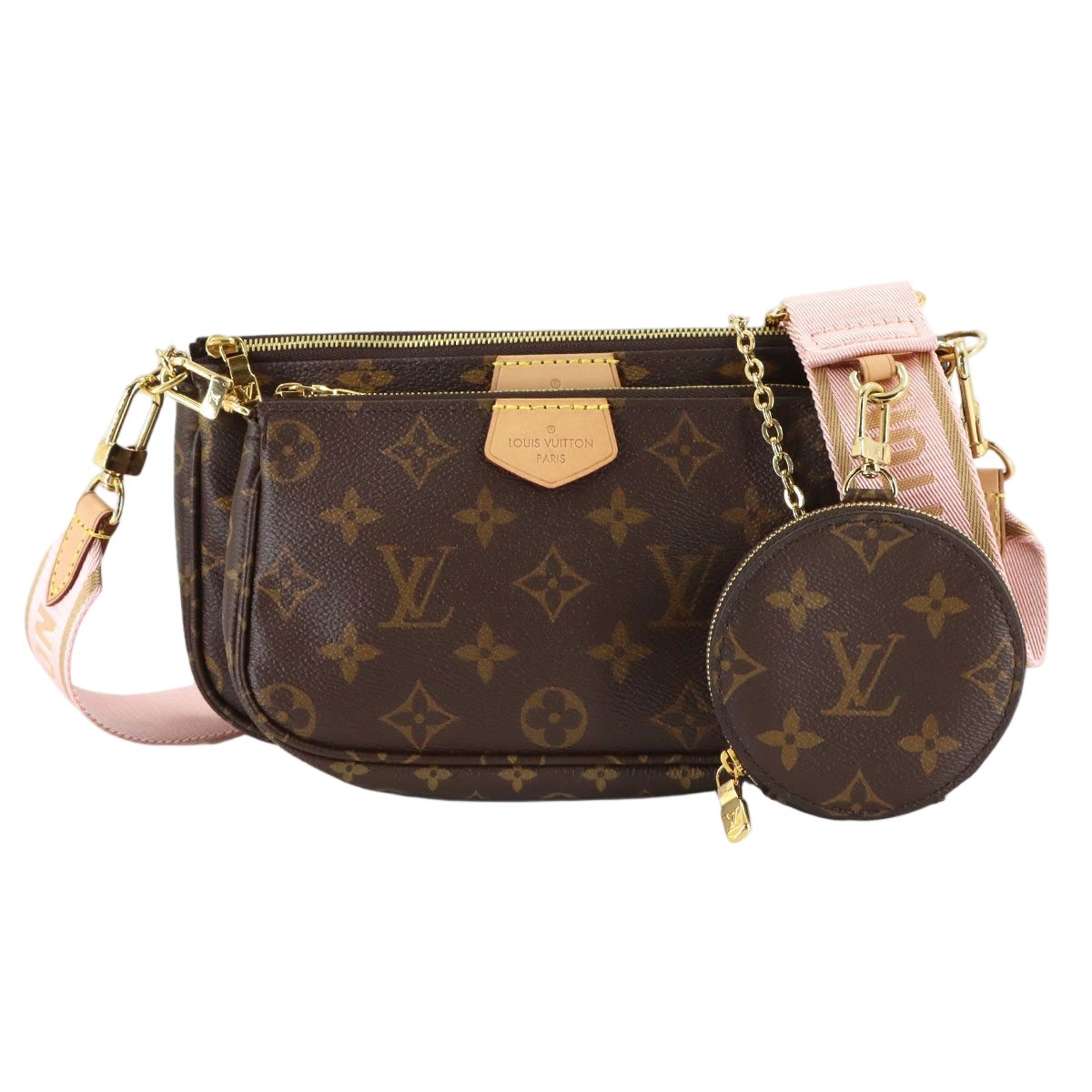Louis Vuitton Monogram Multy Pochette Shoulder Bag Rose Cles