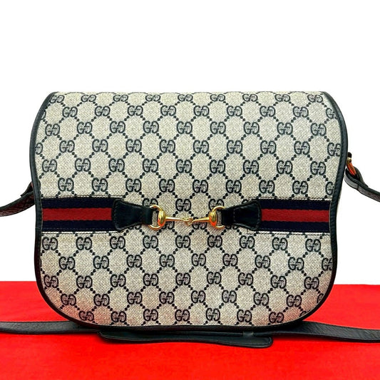 Gucci Vintage Sherry Shoulder Bag Navy X Red