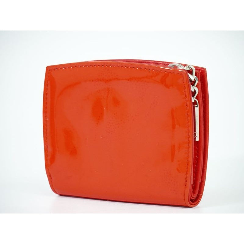 Chanel Coco Mark Fold Wallet Compact Patent Leather Orange — view 2
