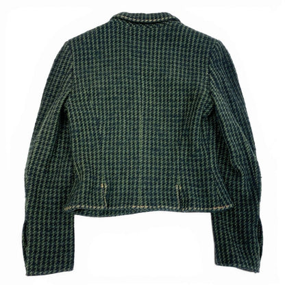 Chanel Collection CC Logo Button Tweed Short Jacket 40 Dark Green — view 3