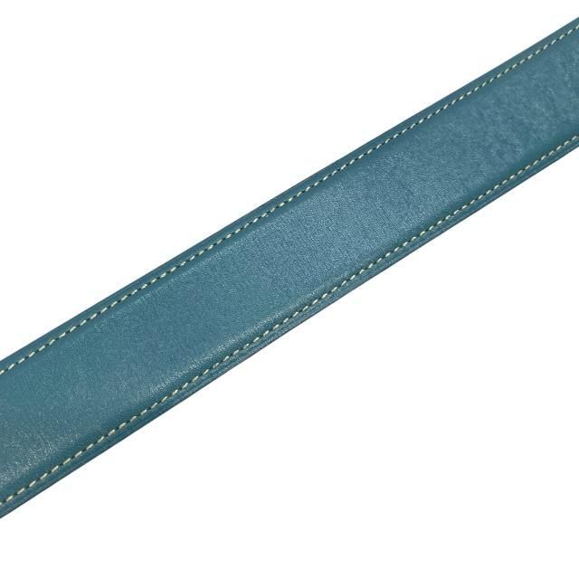 Hermes Serie Belt Leather Blue Jean Brown Silver Hardware [size 80] □B