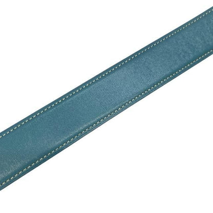 Hermes Serie Belt Leather Blue Jean Brown Silver Hardware [size 80] □B