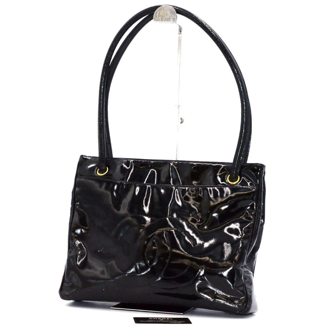 Chanel Tote Enamel CC Logo Black