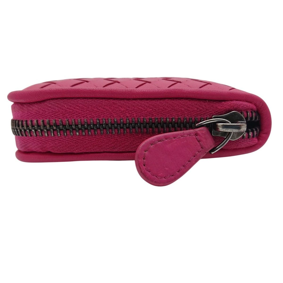 Bottega Veneta Intrecciato Round Zip Wallet Pink — view 4