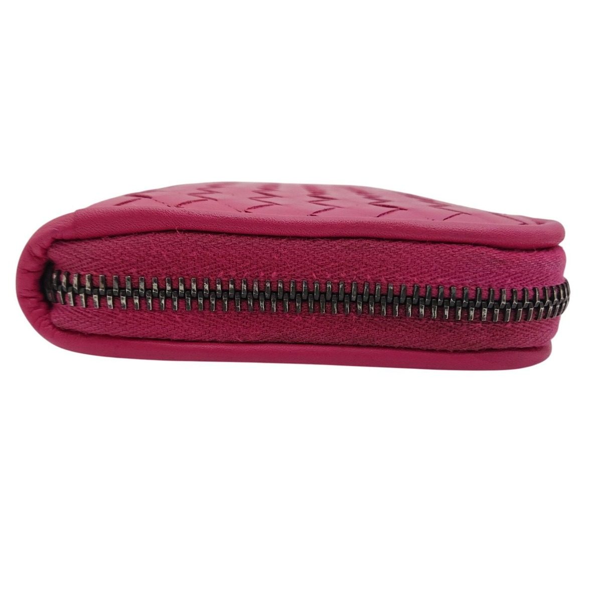Bottega Veneta Intrecciato Round Zip Wallet Pink — view 6
