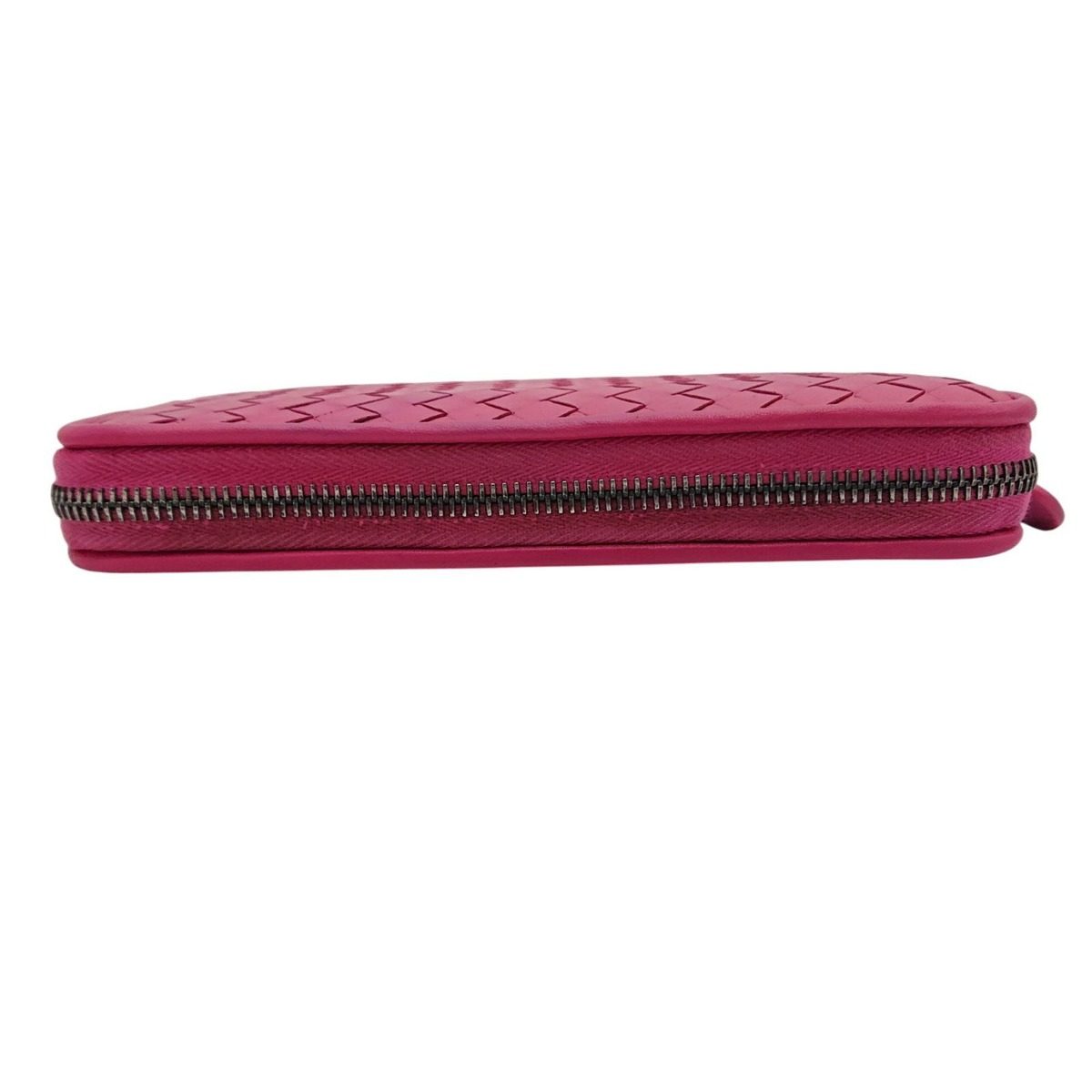 Bottega Veneta Intrecciato Round Zip Wallet Pink — view 7