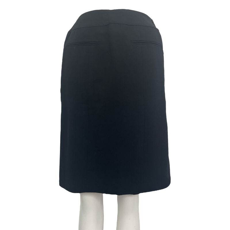 Chanel 96 P Skirt Coco Button Wool Black