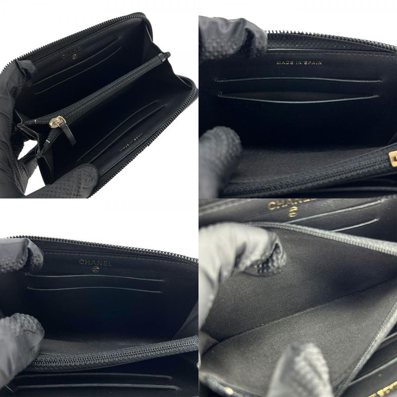 Chanel Coin Case Boy Chanel Round Zipper Caviar Skin Black Gold Hardware 23rd