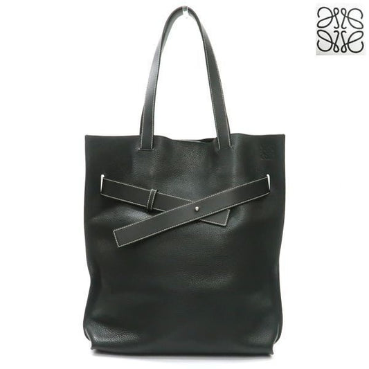 Loewe Vertical Belt Tote Black Grain Calf Leather with Cloth Shipping