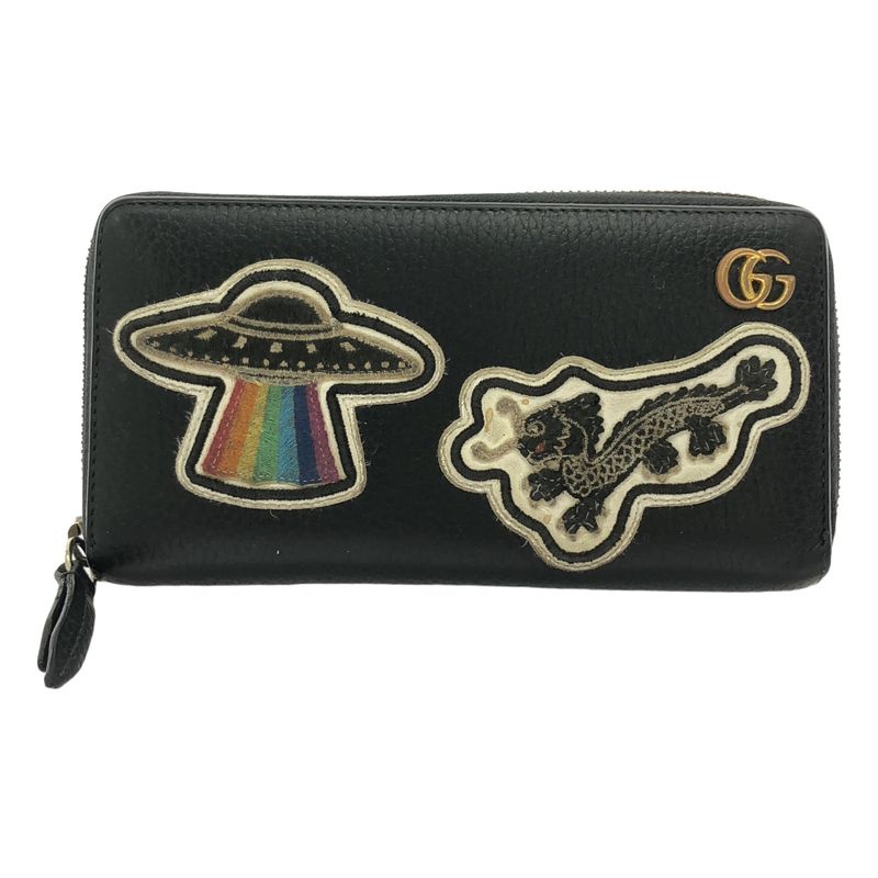 Gucci - UFO & Dragon Leather Round Zipper Long Wallet - Black - Men's