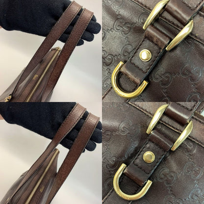 Gucci Leather 141470 Brown Handbag Gold Hardware Ladies