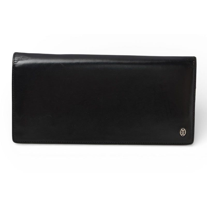 Cartier Wallet Long Leather Pasha Black Silver