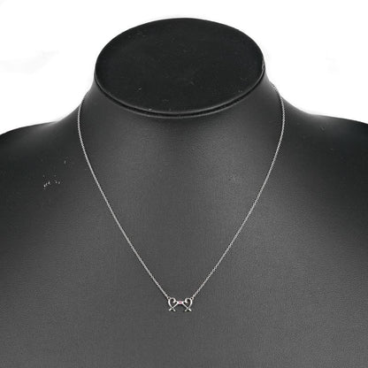 Tiffany & Co Double Rubbing Heart 925 Silver And Pink Sapphire Ladies 1.38g