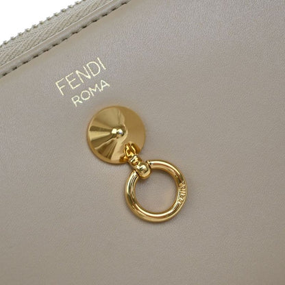 Fendi Long Wallet Round Zipper Wallet Beige 30ka959
