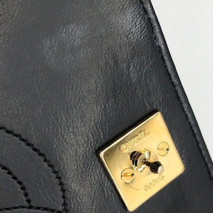 Chanel CC Logo Quilted Lambskin Push Lock Chain Shoulder Bag Black