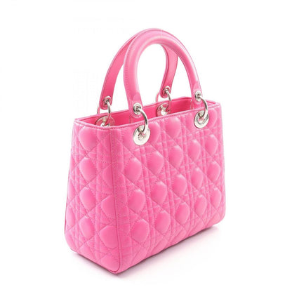 Dior Handbag Lady Cannage Fuchsia Pink Leather 2-Way Tote — view 2