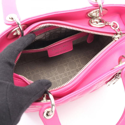Dior Handbag Lady Cannage Fuchsia Pink Leather 2-Way Tote — view 3
