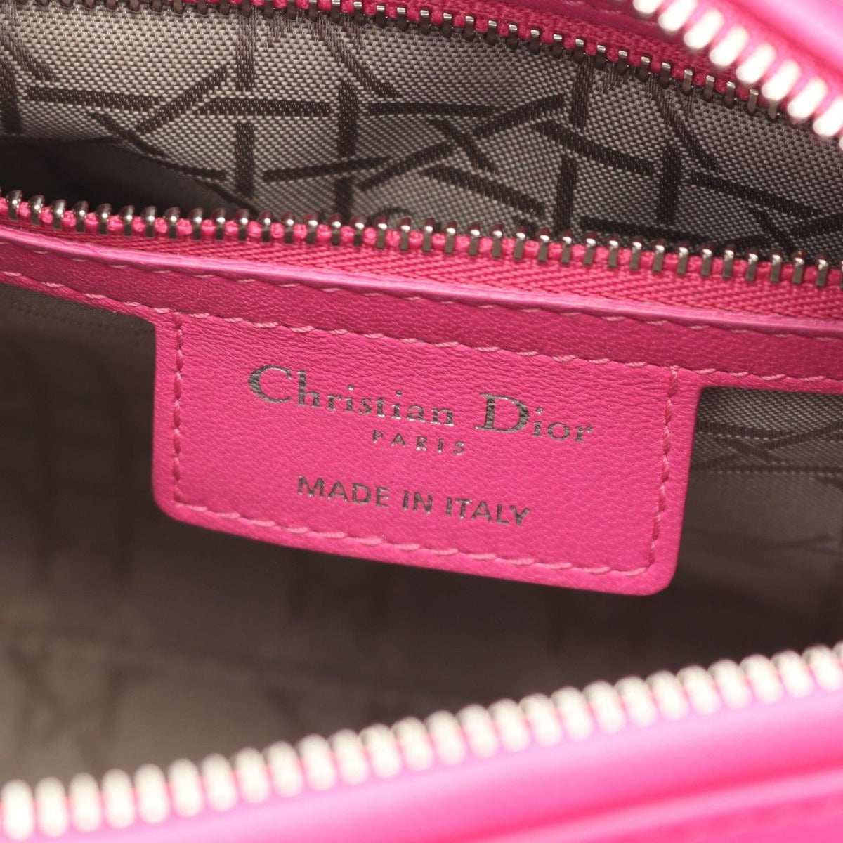 Dior Handbag Lady Cannage Fuchsia Pink Leather 2-Way Tote — view 4
