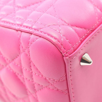 Dior Handbag Lady Cannage Fuchsia Pink Leather 2-Way Tote — view 7