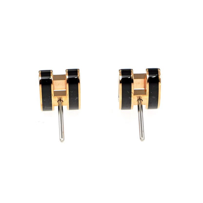 Hermes Earrings Pop Ash Pair Black Rosegold Hardware Jewelry - Others