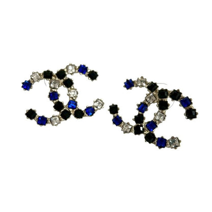 Chanel Coco Mark Metal Rhinestone Earrings Accessories 19AA