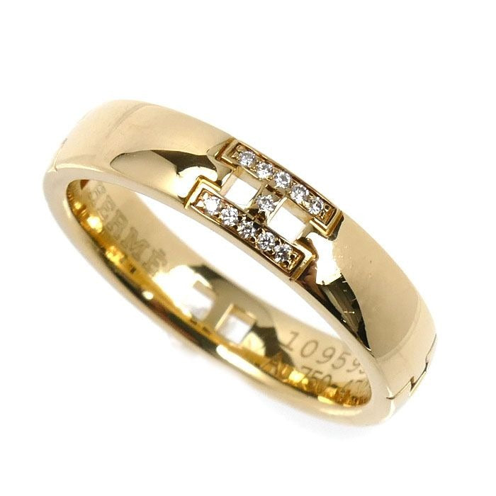Hermes 18K Yellow Gold Hella Cles Wedding Ring Diamond 47