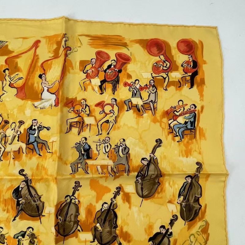 Hermes Silk Scarf Concerto Yellow